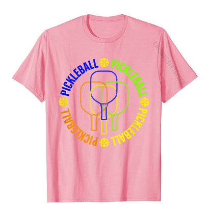 Pickleball Paddle And Ball Colorful Graphic T-Shirt