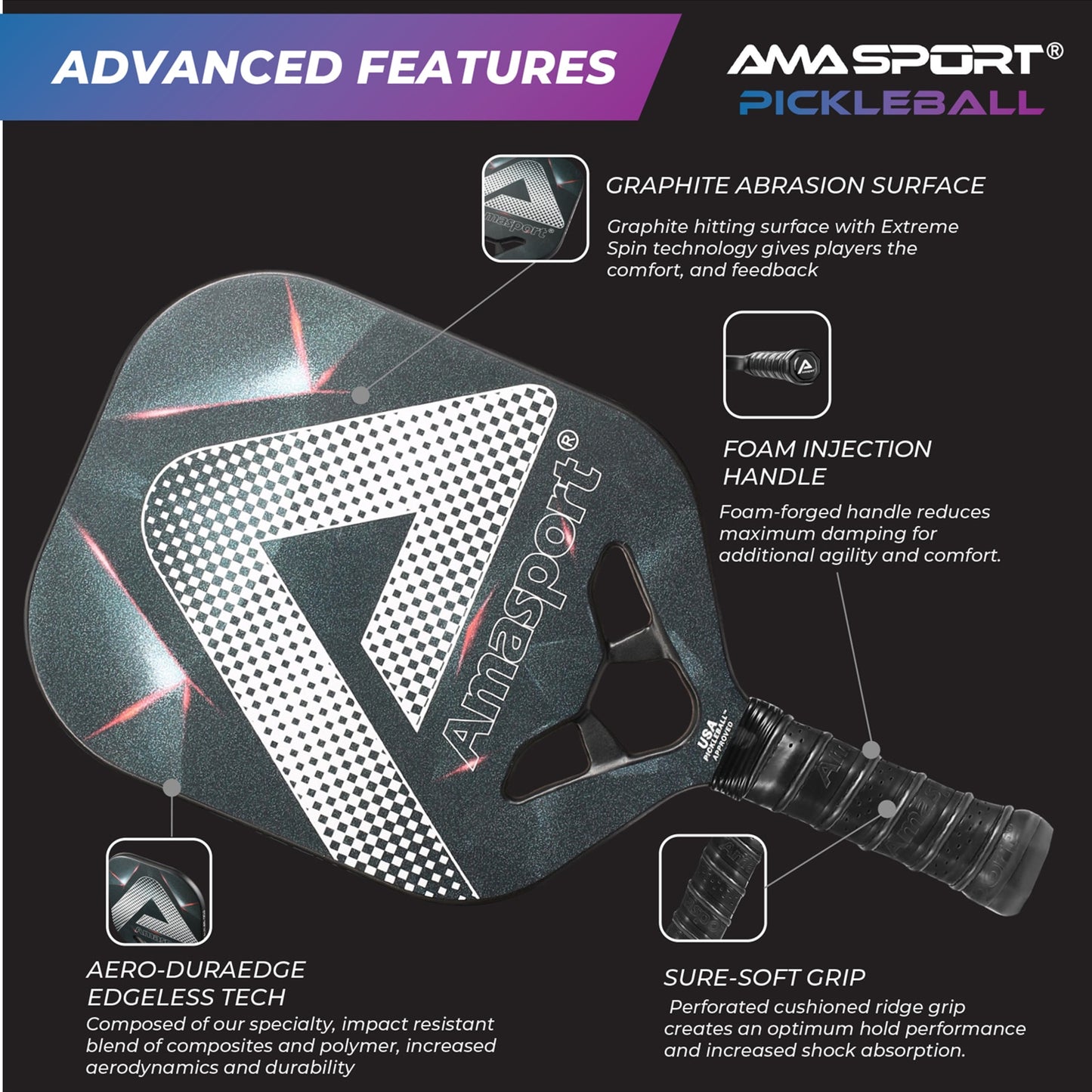 Advanced or intermediate pickleball paddle