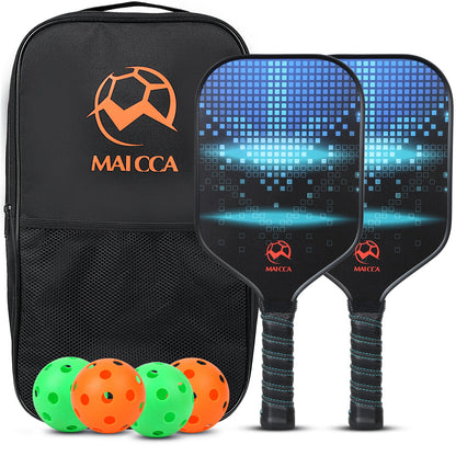 Pickleball beginner kit with two paddles, 4 balls and a bag.